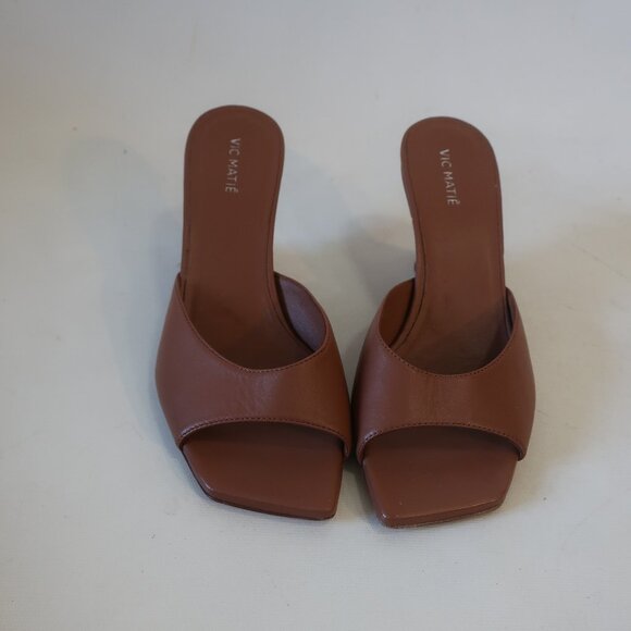 Womens Vic Matie Brown Open Asymmetric Square Toe Sculpted Wedge Heel 38 US/8 - Picture 3 of 10